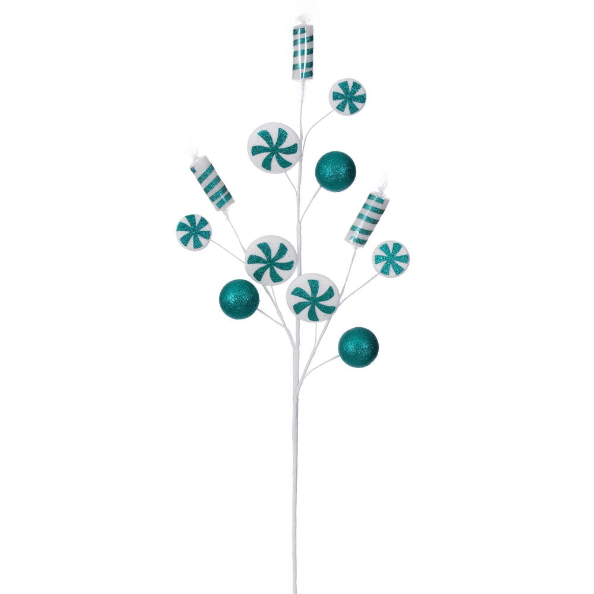 Vickerman 31” Artificial Teal Glitter Spray 4 per Bag