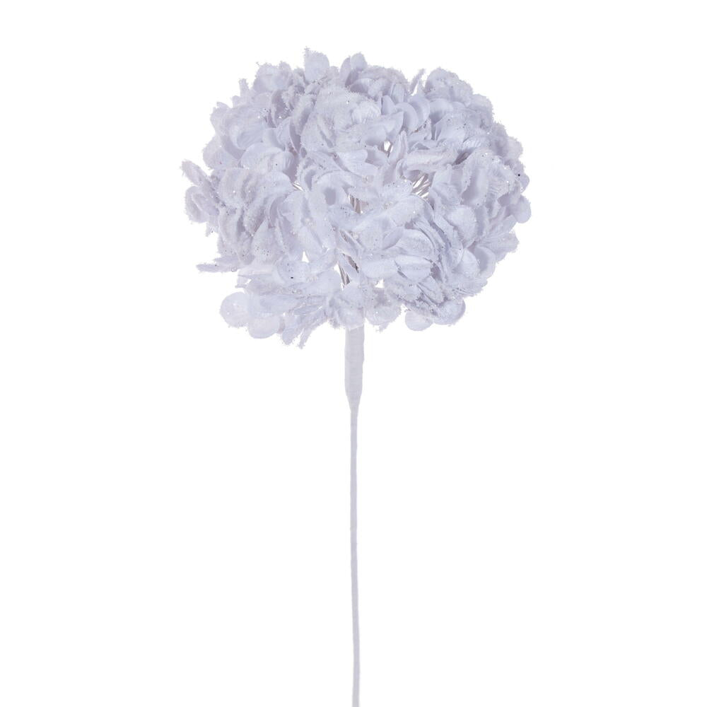24” White Frosted Hydrangea 12” Flower