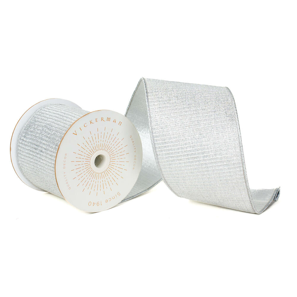 4”x10yd Silver Metallic Pleated Strip