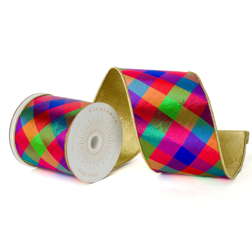 4”x10yd Multicolor Metallic Diagonal