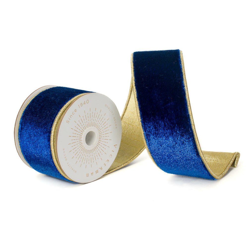 2.5”x10yd  Blue Shiny Velvet Gold