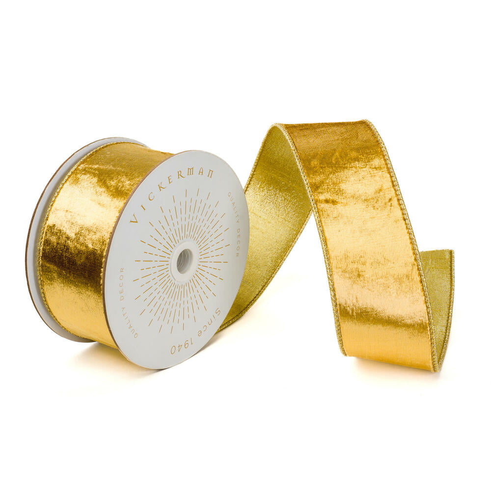 2.5”x10yd Gold Velvet Gold Trim/Backing
