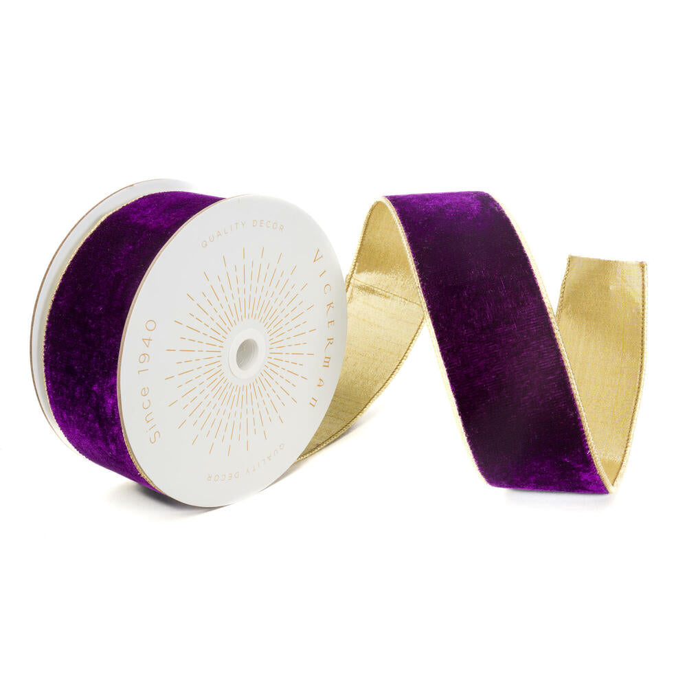2.5”x10yd Purple Velvet Gold Backing