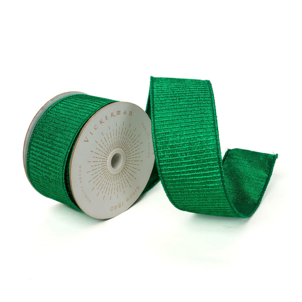 4”x10yd Emerald Metallic Pleated Strip
