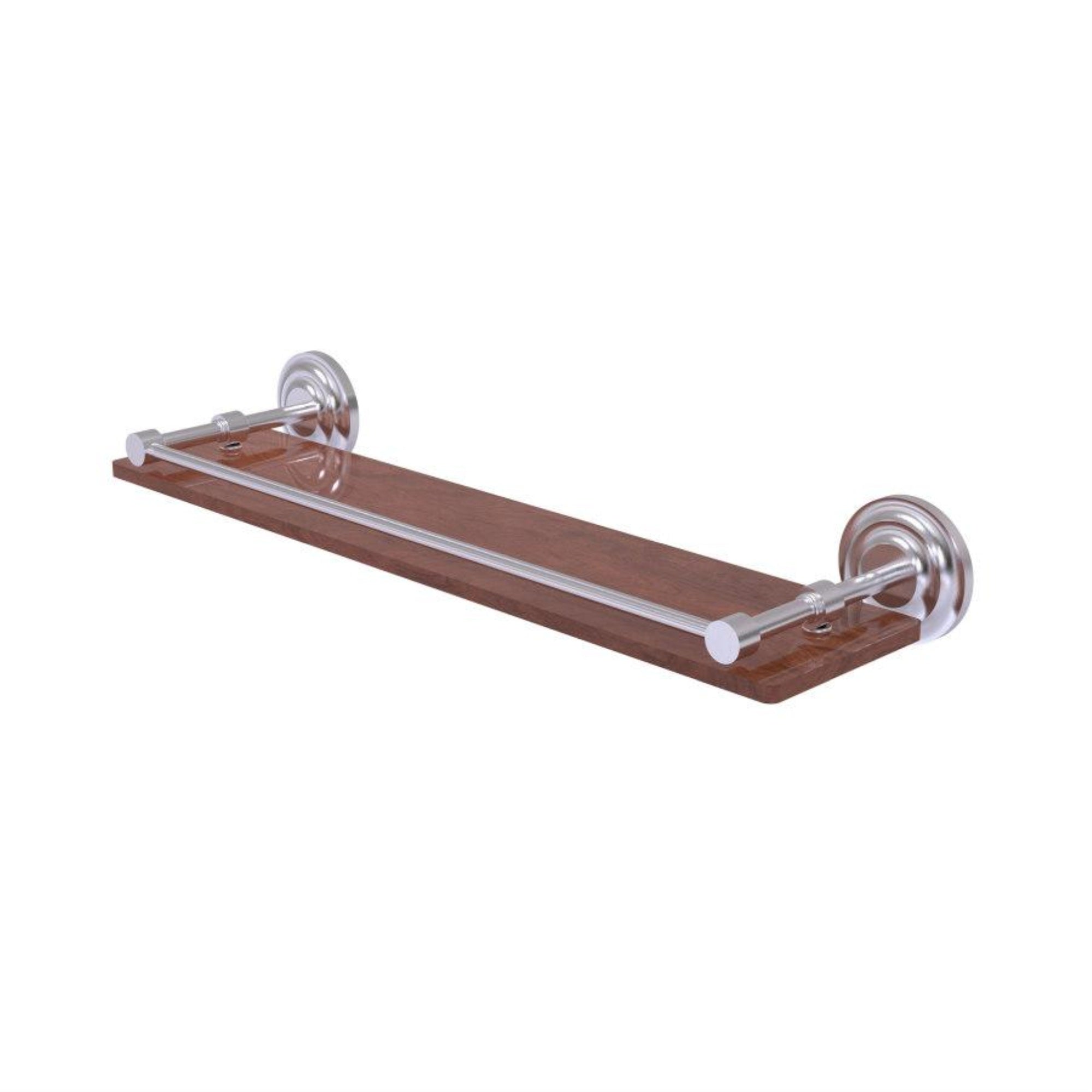 Que New Collection 22 Inch Solid Ipe Ironwood Shelf With Gallery Rail - Qn-1-22-Gal-Irw-Sch
