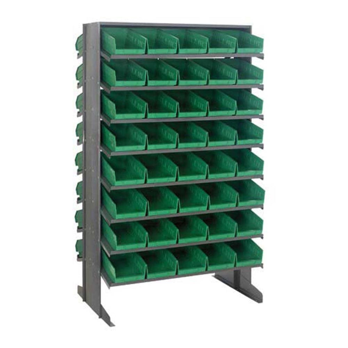 Pick Rack, Slopped, Double Sided, 24L X 36W X 60H, 800 Lbs. Capacity, (16) Shelves Configuration, Includes: (80) Qsb102 Green Bi