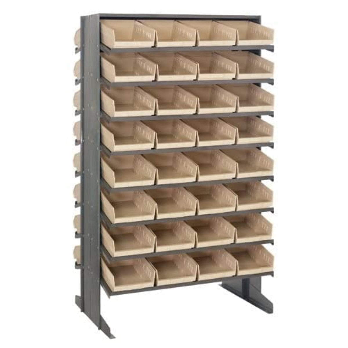 Pick Rack, Slopped, Double Sided, 24L X 36W X 60H, 800 Lbs. Capacity, (16) Shelves Configuration, Includes: (64) Qsb107 Blue Bin