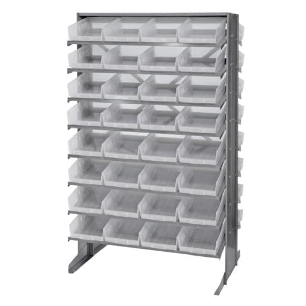 Pick Rack, Slopped, Double Sided, 24L X 36W X 60H, 800 Lbs. Capacity, (16) Shelves Configuration, Includes: (64) Qsb107 Clear Bi