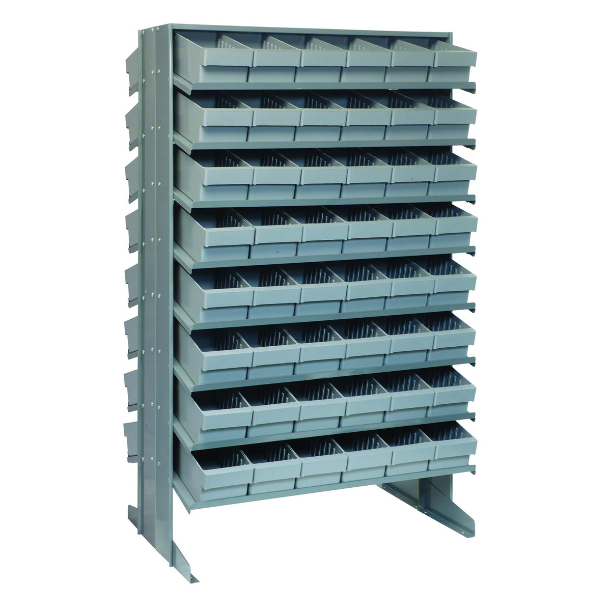 Pick Rack, Slopped, Double Sided, 24L X 36W X 60H, 800 Lbs. Capacity, (16) Shelves Configuration, Includes: (96) Qed601 Gray Bin