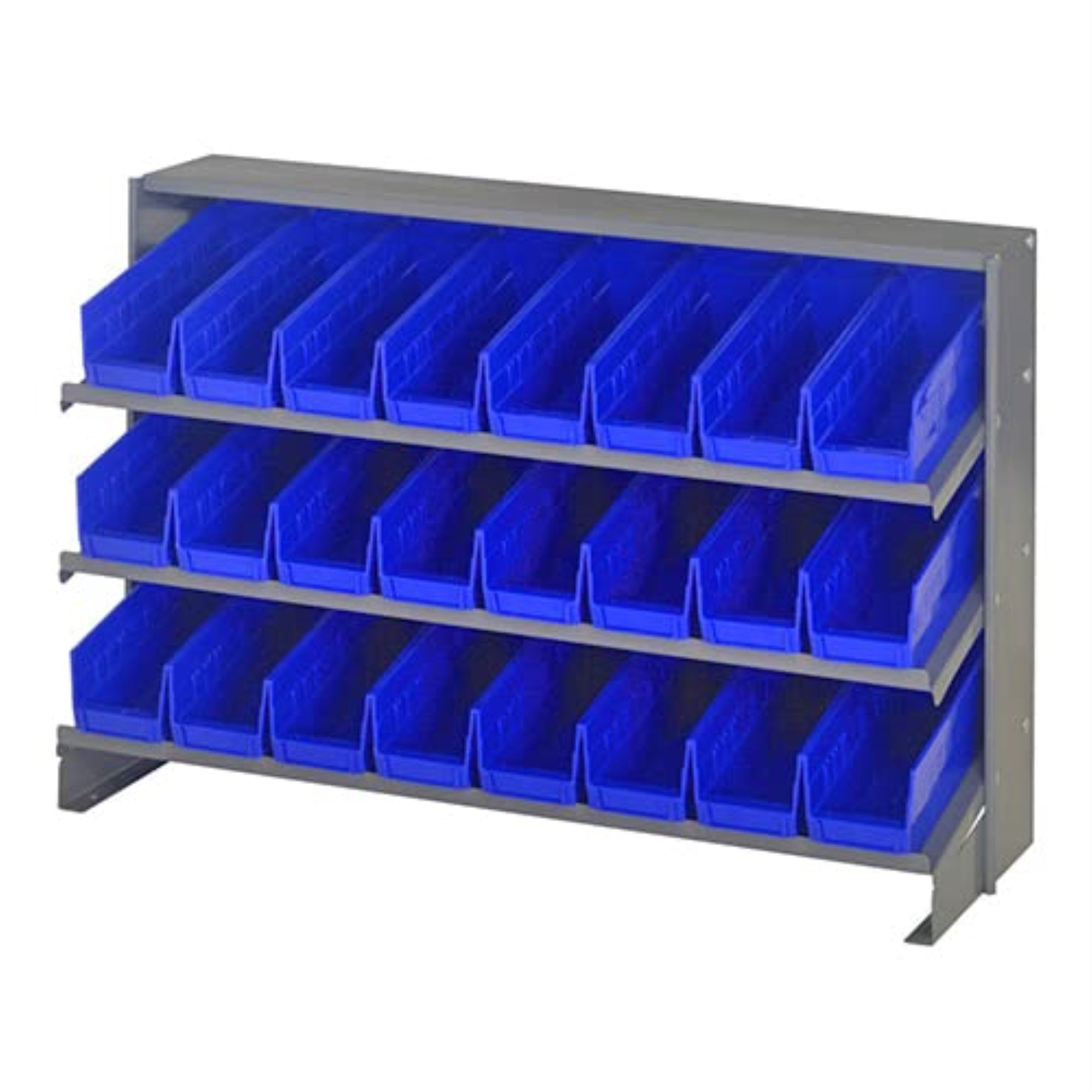 Pick Rack, Slopped, Bench Style, 12-1/2L X 36W X 23H, 250 Lbs. Capacity, (3) Shelves Configuration, Includes: (24) Qsb101 Blue B