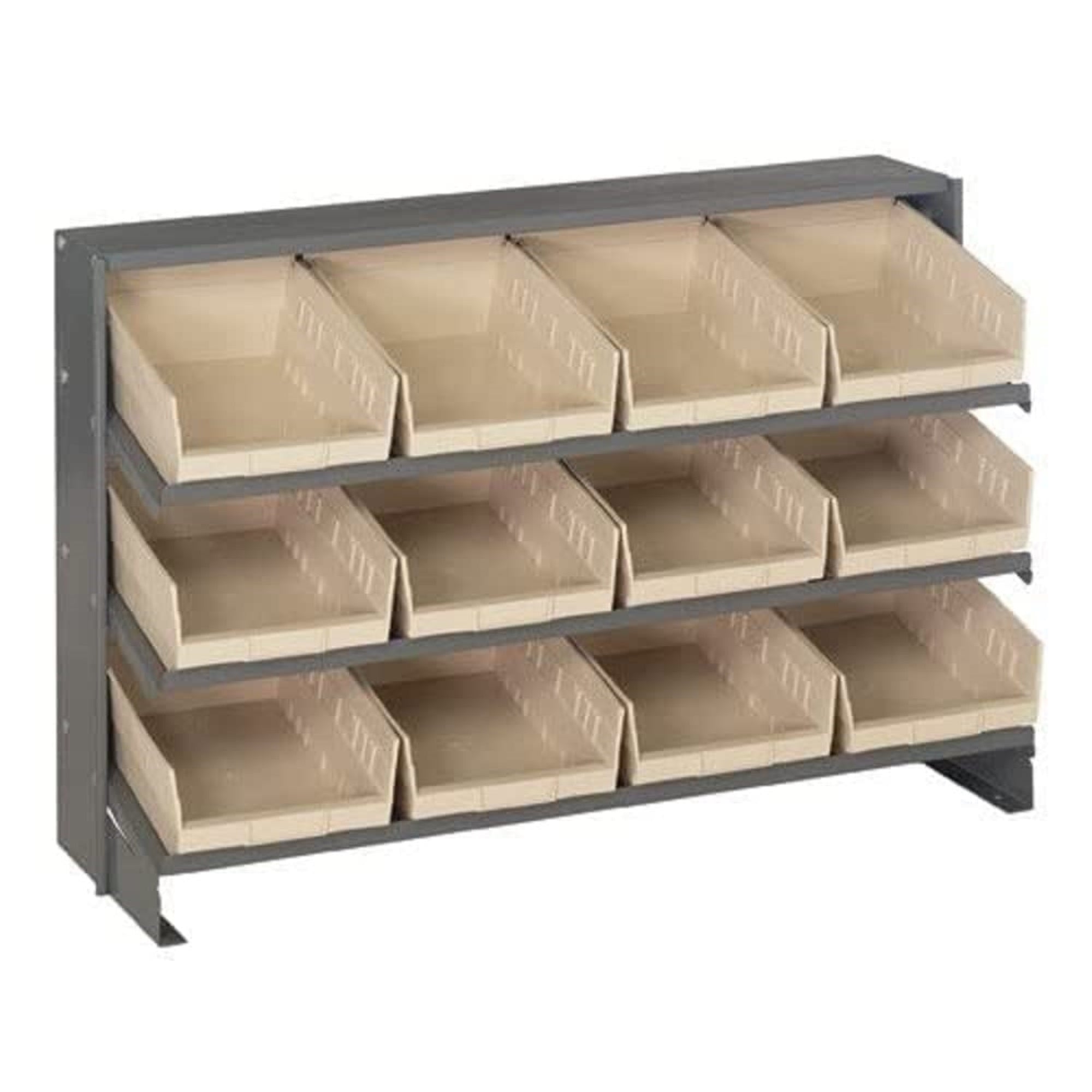 Pick Rack, Slopped, Bench Style, 12-1/2L X 36W X 23H, 250 Lbs. Capacity, (3) Shelves Configuration, Includes: (12) Qsb107 Ivory