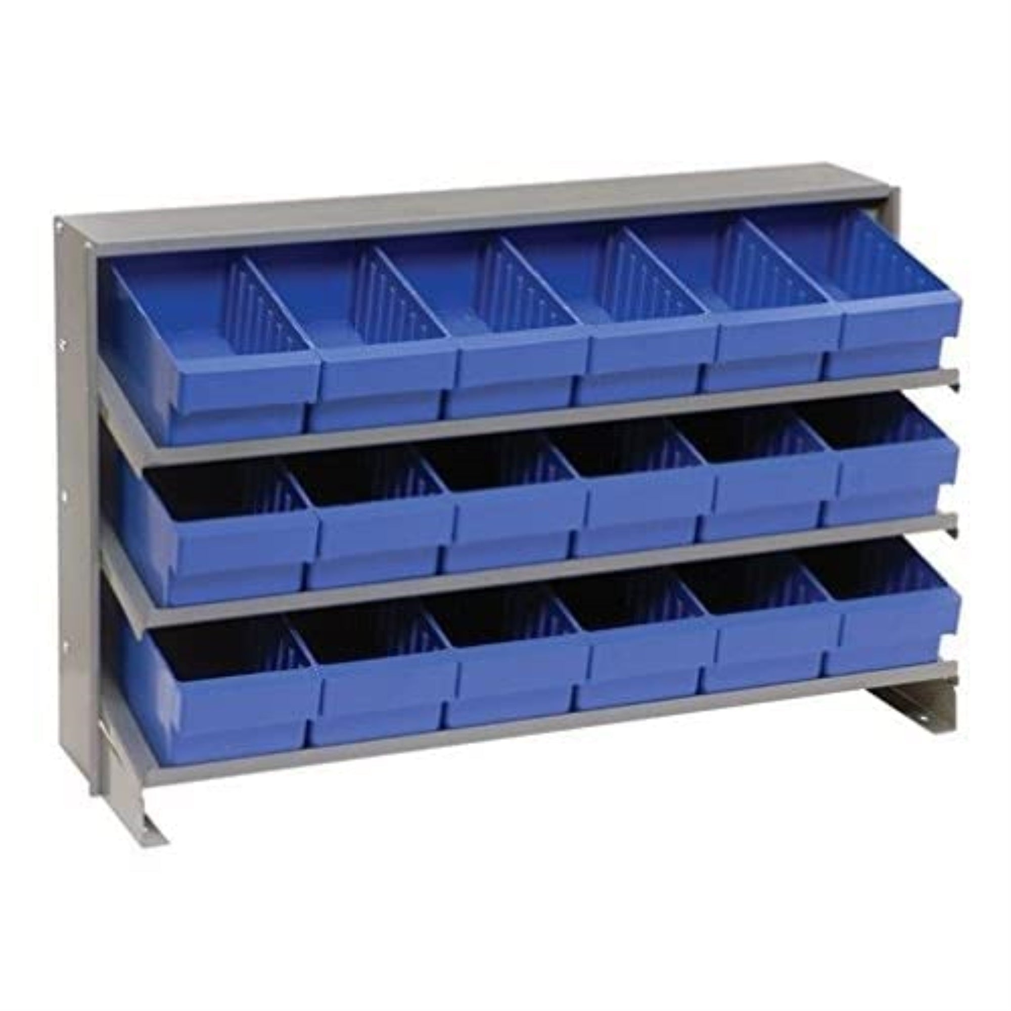 Pick Rack, Slopped, Bench Style, 12-1/2L X 36W X 23H, 250 Lbs. Capacity, (3) Shelves Configuration, Includes: (18) Qed601 Blue B