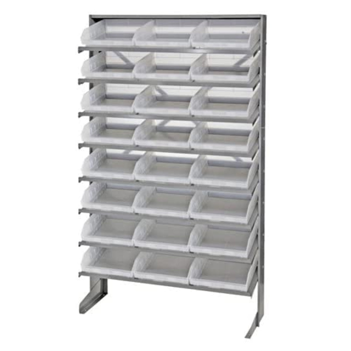 Pick Rack, Slopped, Single Sided, 12D X 36W X 60H, 400 Lbs. Capacity, Includes: (8) Shelves And (24) Qsb109 Clear Bins, Galvaniz