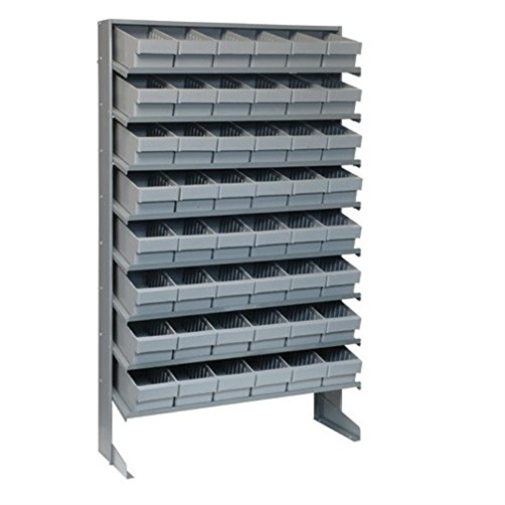 Pick Rack, Slopped, Single Sided, 12D X 36W X 63-1/2H, 400 Lbs. Capacity, Includes: (8) Shelves And (48) Qed601 Gray Bins, Galva