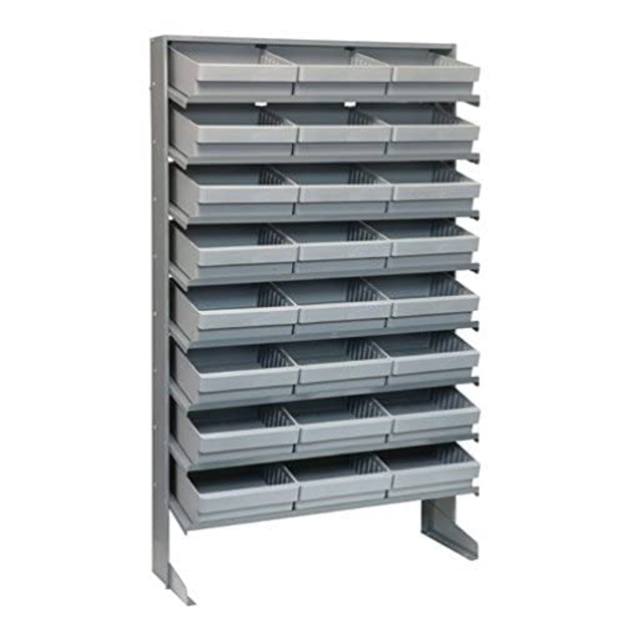 Pick Rack, Slopped, Single Sided, 12D X 36W X 63-1/2H, 400 Lbs. Capacity, Includes: (8) Shelves And (24) Qed801 Gray Bins, Galva