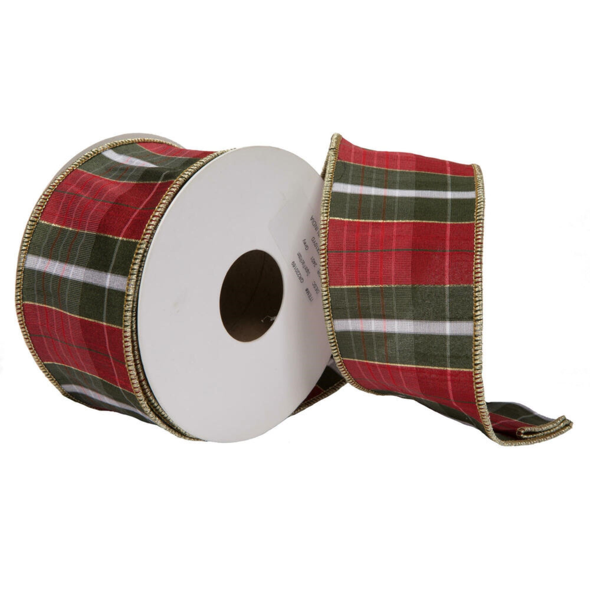 Vickerman 4 x 10 Yards Gray Dupion Plaid Ribbon.