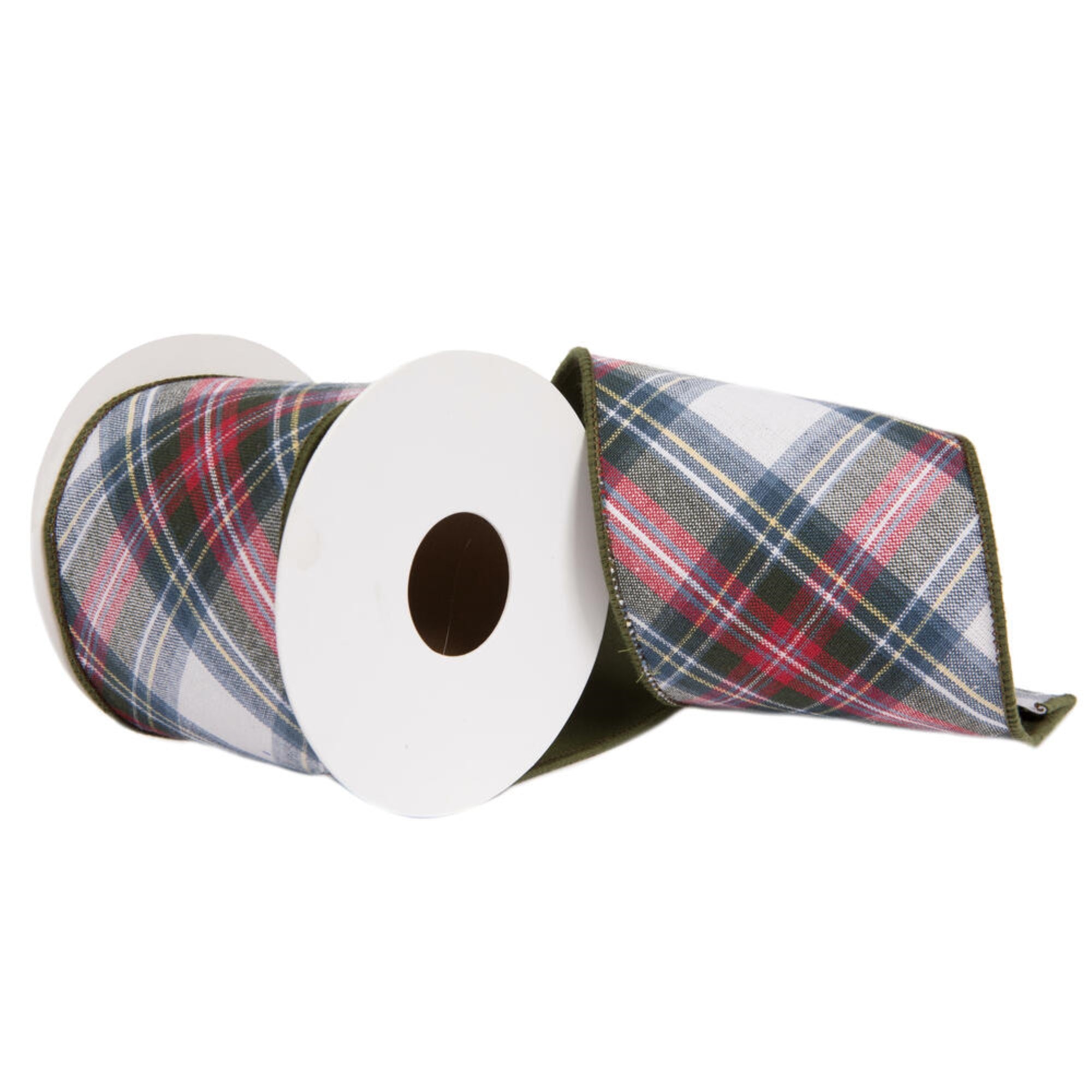 Vickerman 4” x 5 Yards Multi Cotton Plaid Taffetta Back Double Fused Ribbon.