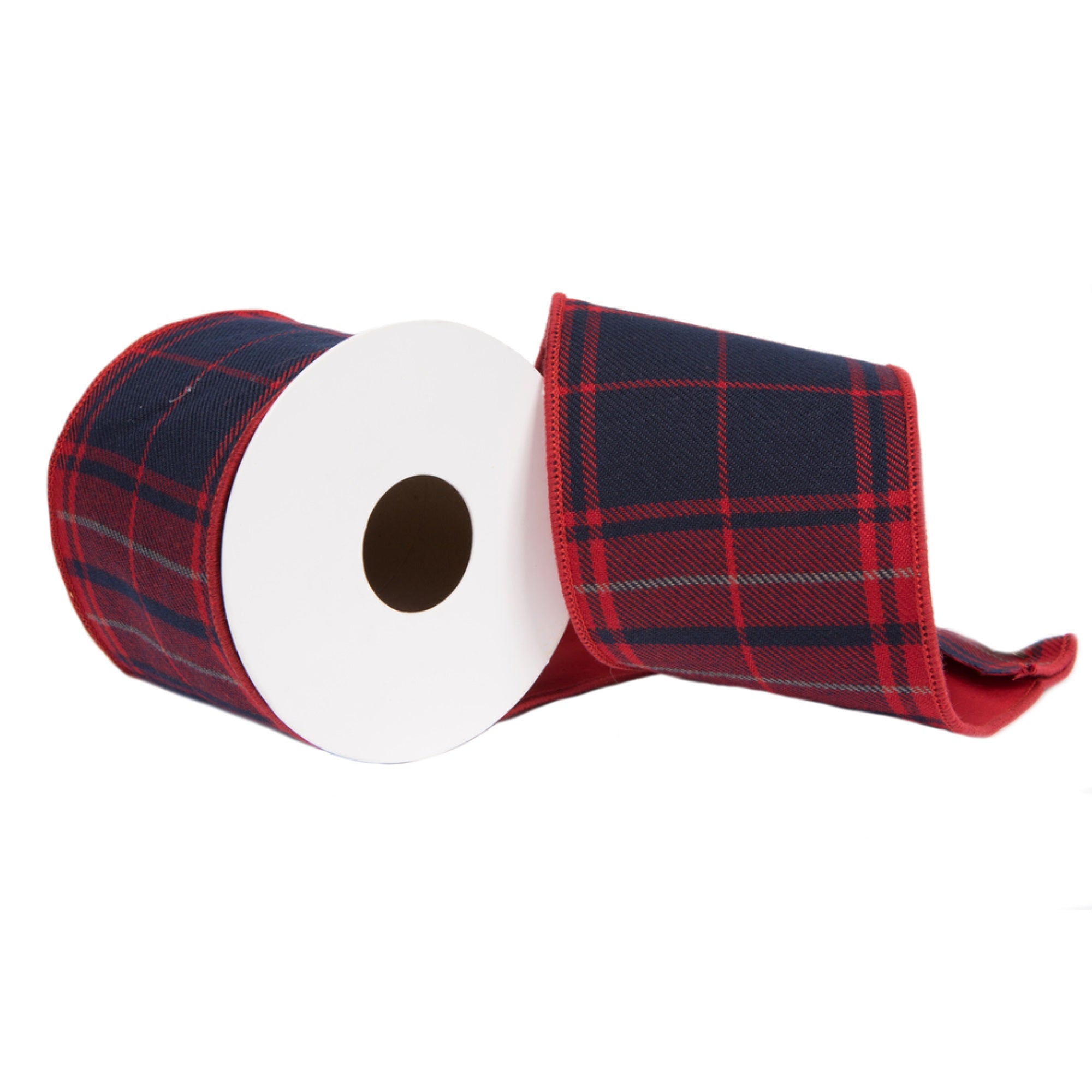 Vickerman 4” x 5 Yards Red Plaid Double Fused Taffeta Ribbon.