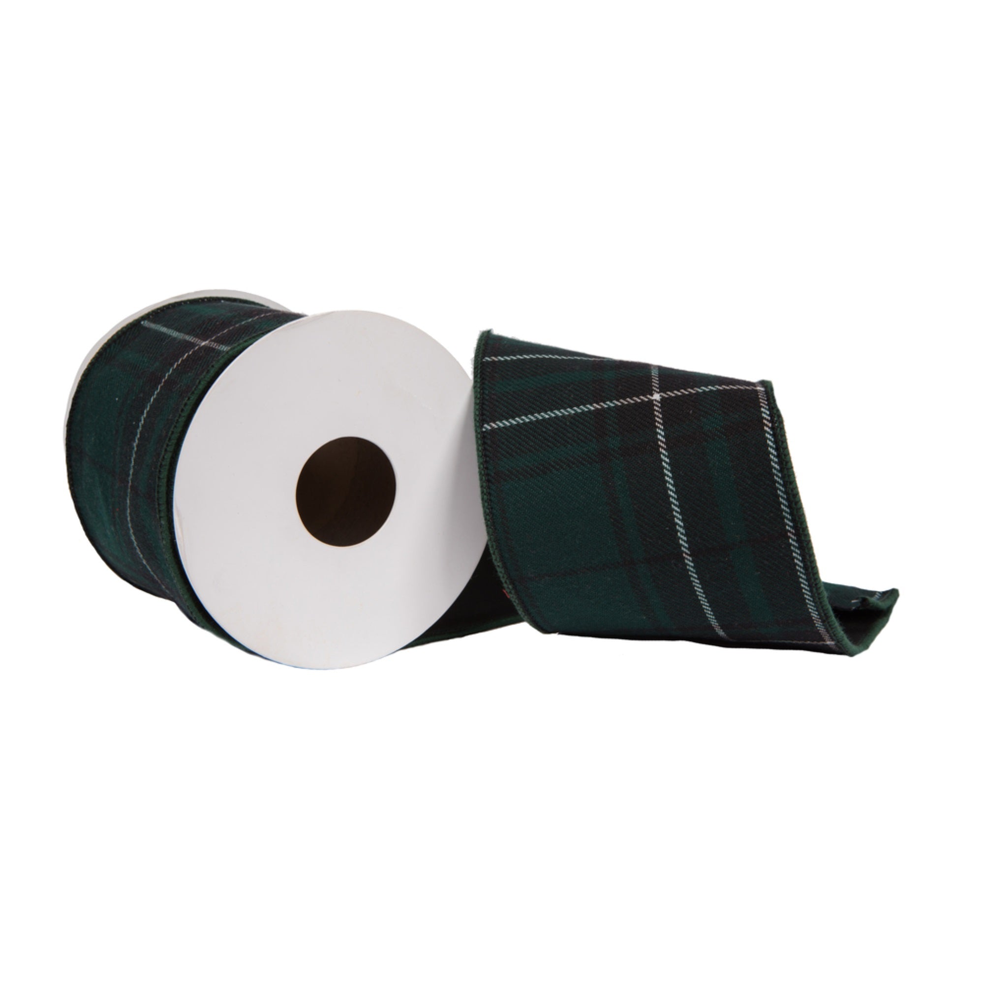 Vickerman 4” x 5 Yards Black Plaid Double Fused Taffeta Ribbon.