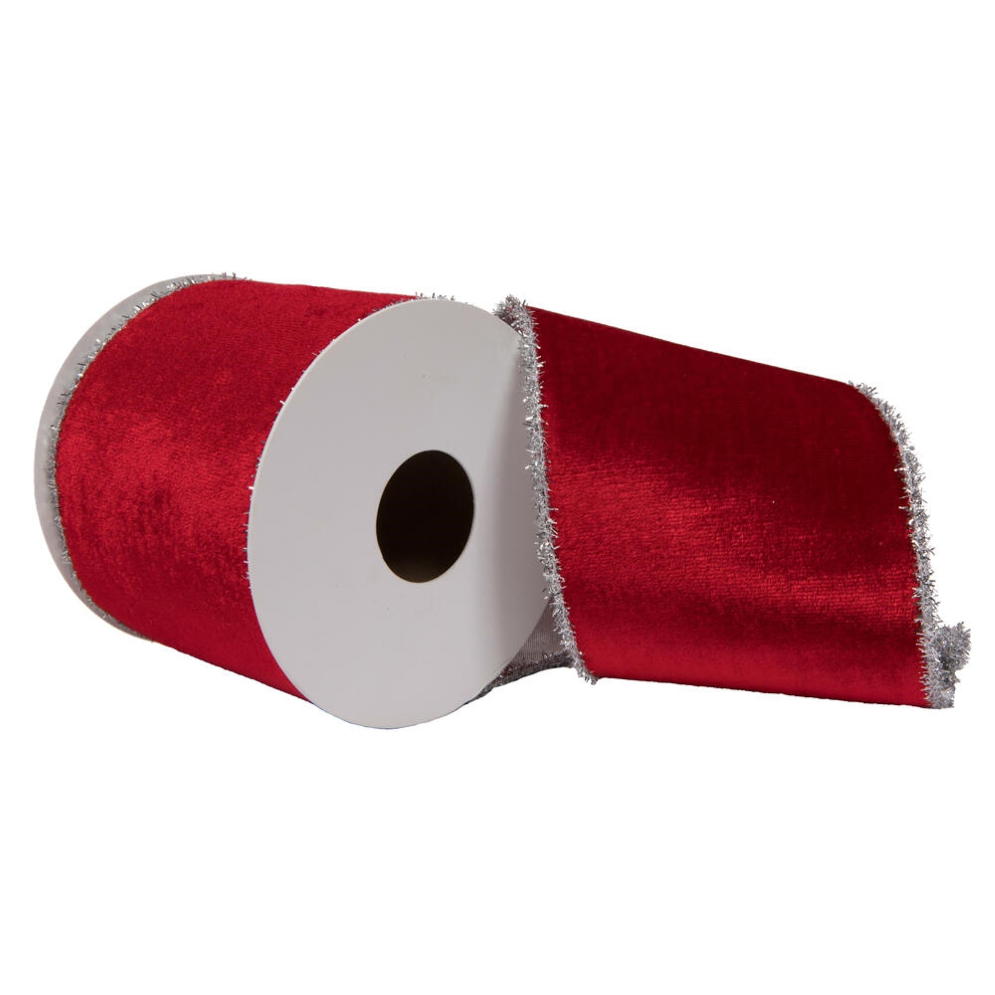 Vickerman 4 X 5 Yards Red Viscose Velvet Double Fused Ribbon.