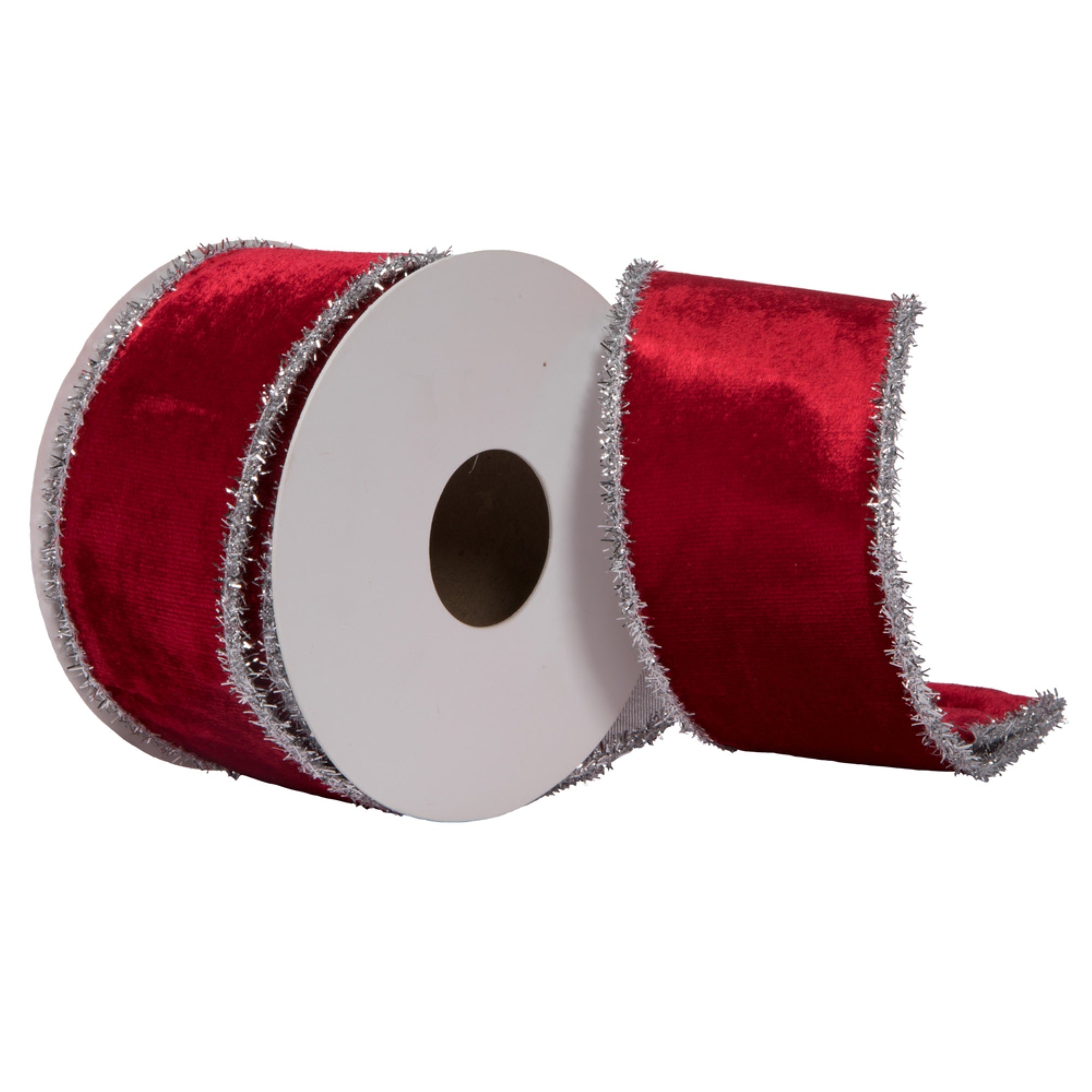 Vickerman 2.5” x 5 Yards Red Viscose Velvet Double Fused Ribbon.
