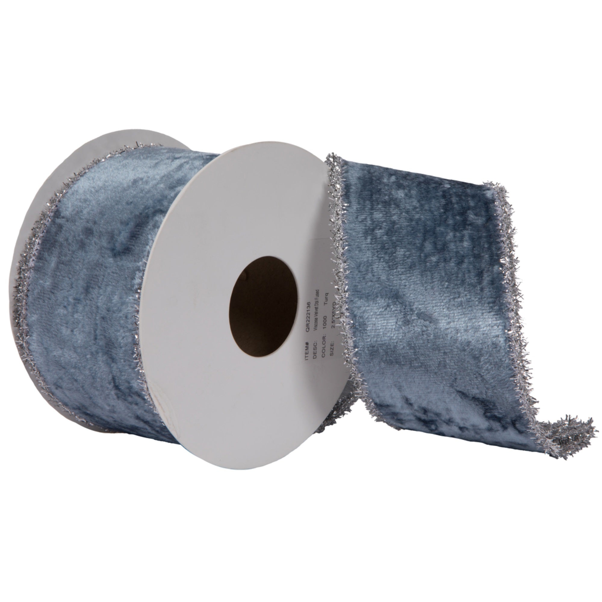 Vickerman 2.5” x 5 Yards Turquoise Viscose Velvet Double Fused Ribbon.