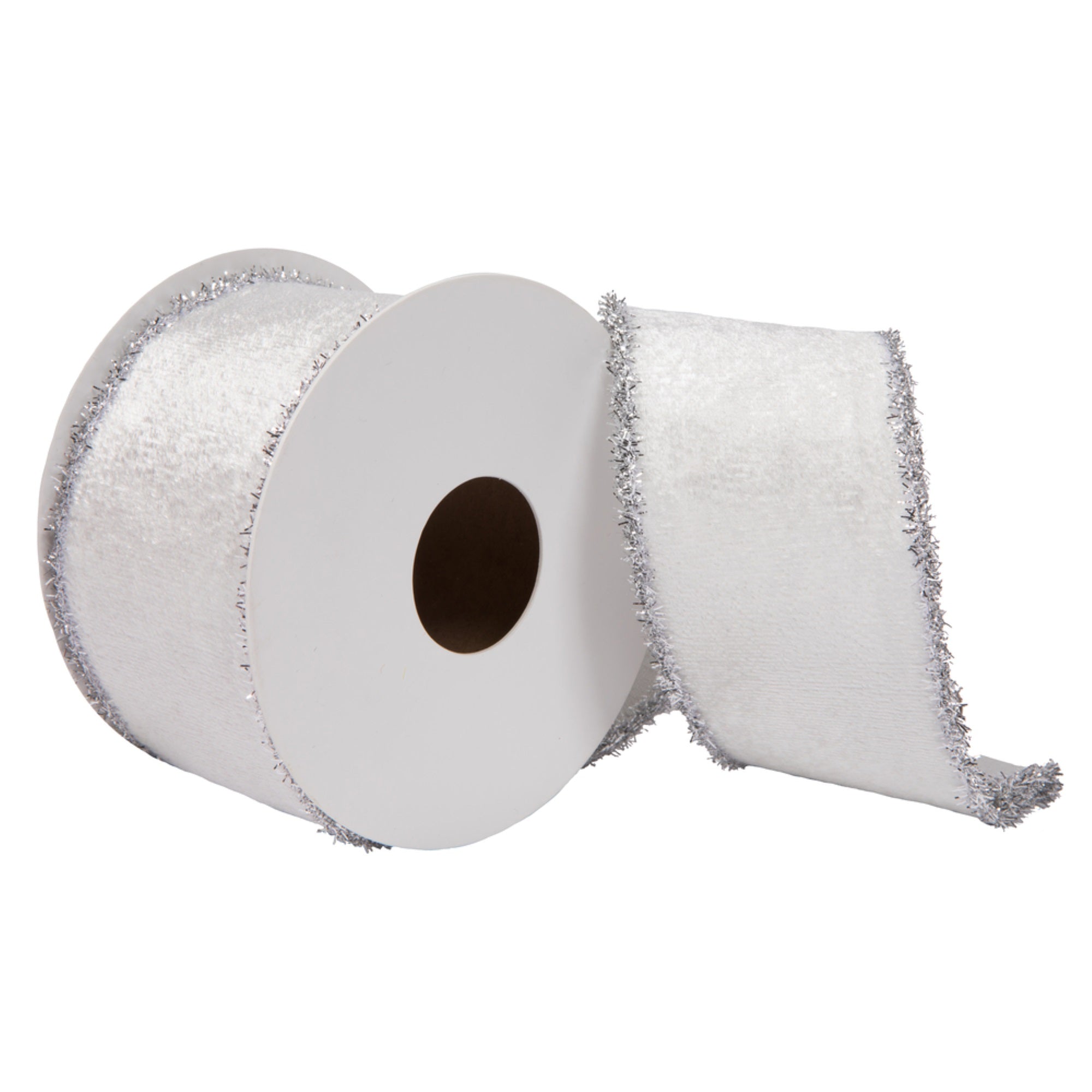 Vickerman 2.5” x 5 Yards Ivory Viscose Velvet Double Fused Ribbon.