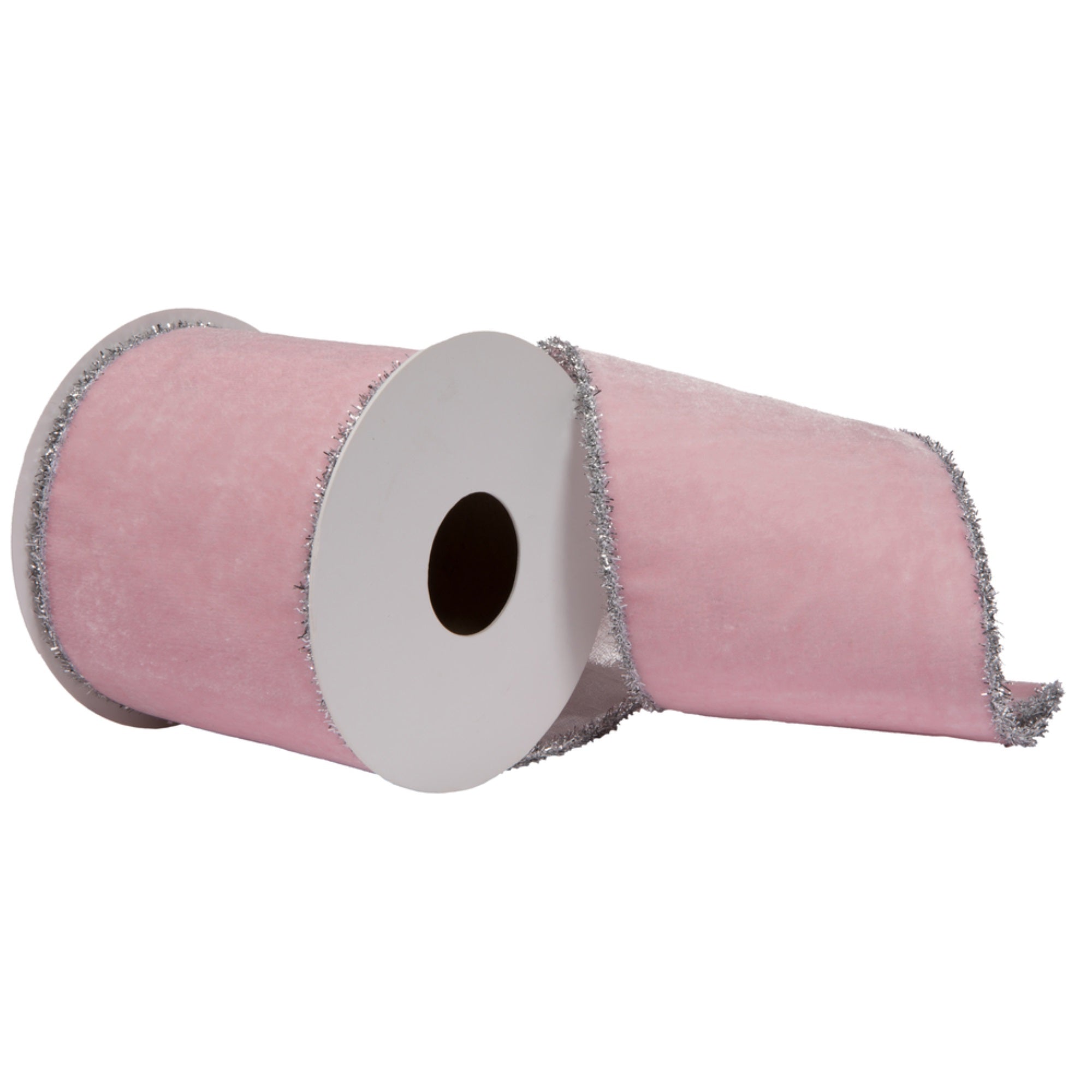 Vickerman 4” x 5 Yards Pink Viscose Velvet Double Fused Ribbon.