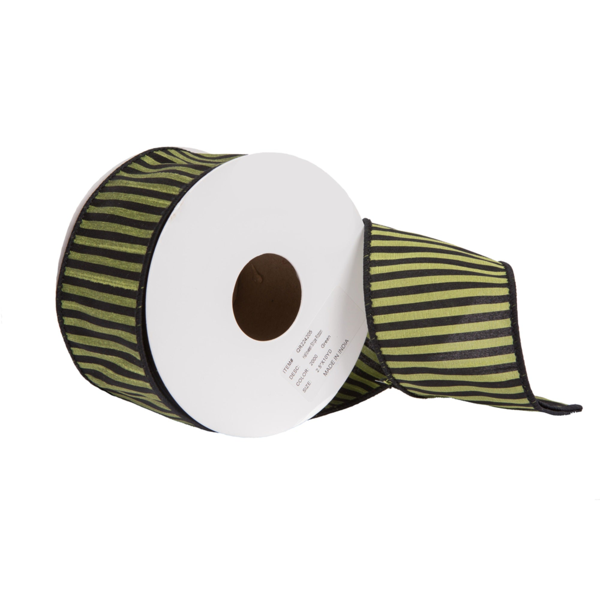 Vickerman 2.5” x 10 Yards Green Halloween Stripe Ribbon