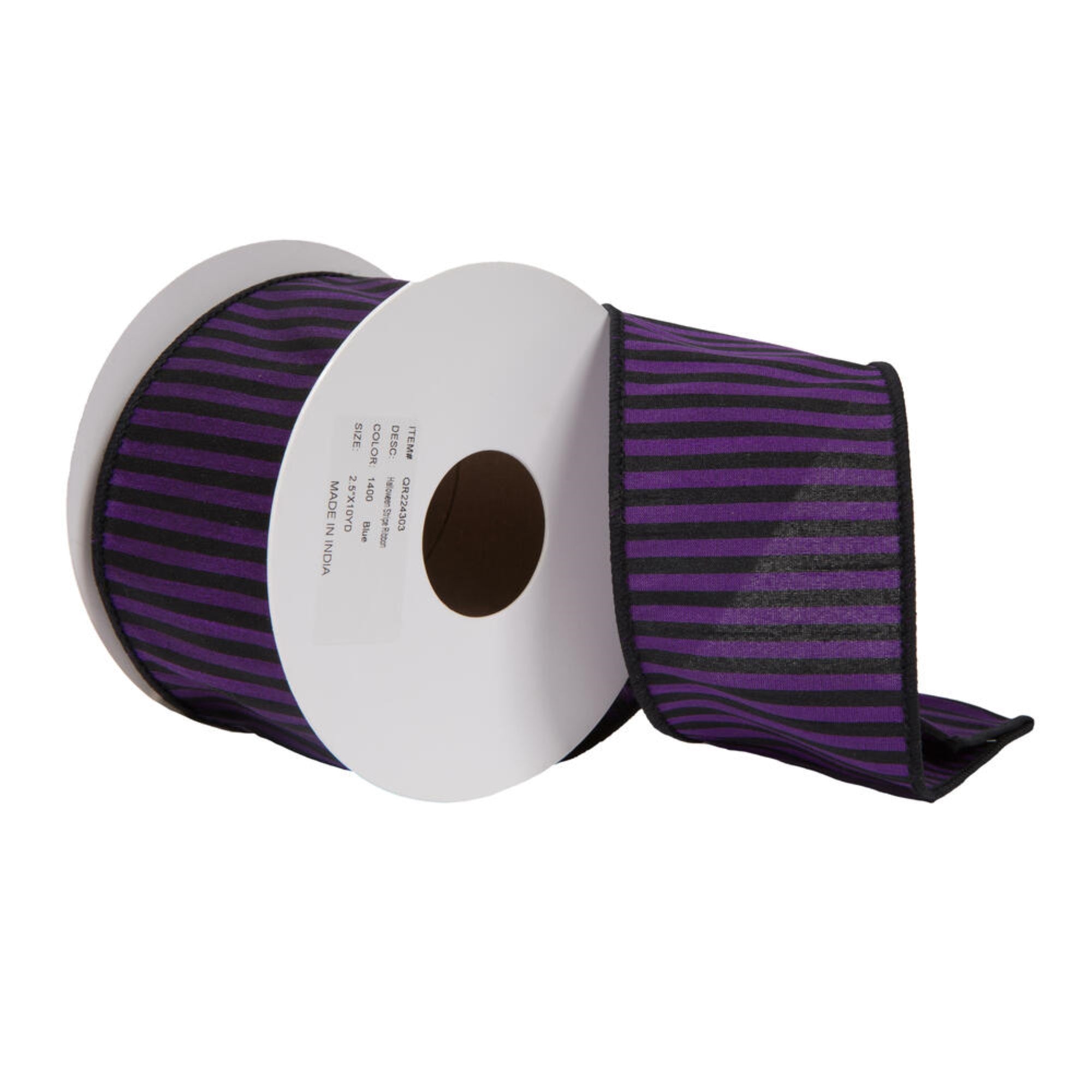 Vickerman 2.5” x 10 Yards Blue Halloween Stripe Ribbon