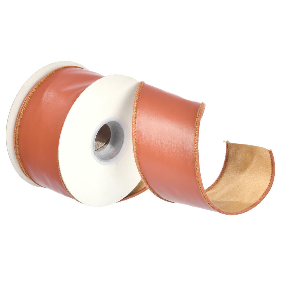 2.5”x10Y Brown Artificial Leather Ribbon