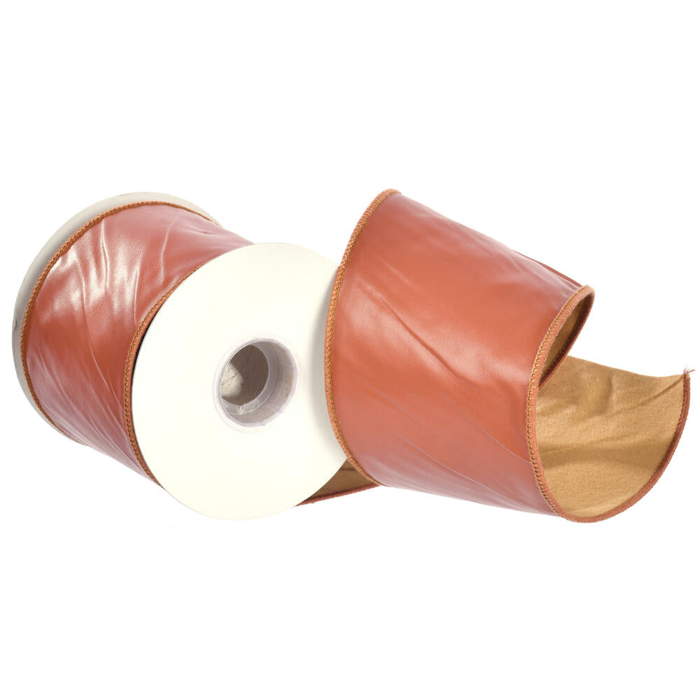 4”x10Y Brown Artificial Leather Ribbon