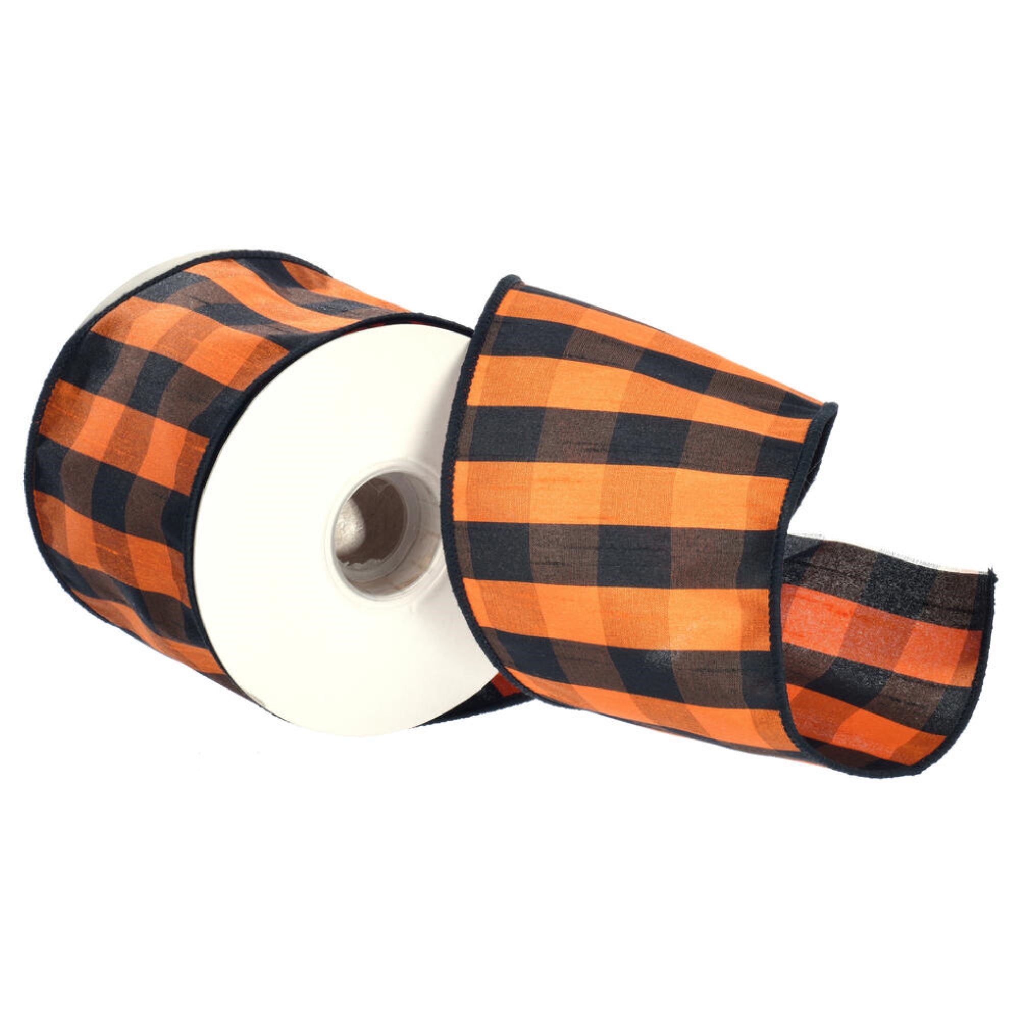 Vickerman 4” Orange Aspen Checks Ribbon
