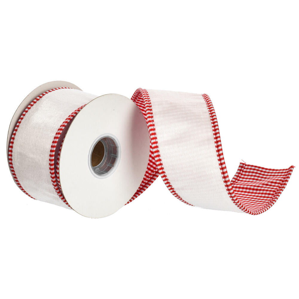 2.5”x5YD Ivory Velvet Striped Taffeta\