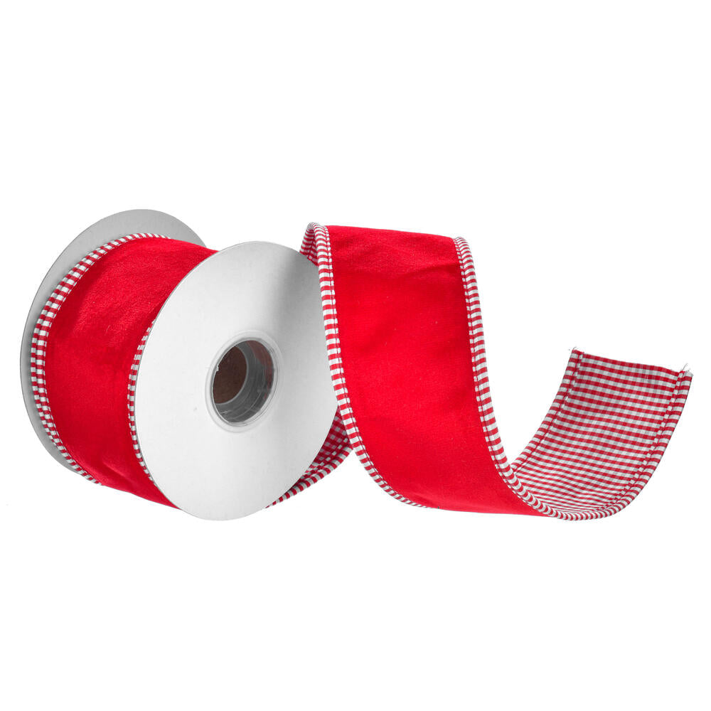 2.5”x5Y Red Velvet Striped Taffeta Pipe