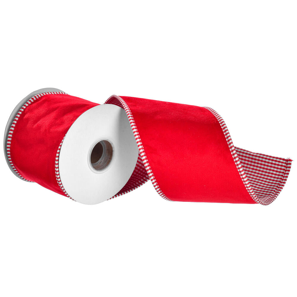 4”x5Y Red Velvet Striped Taffeta Piping