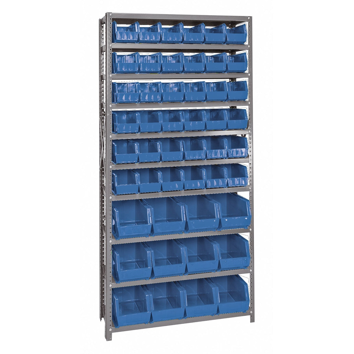 Shelving Unit, 12D X 36L X 75H, Heavy Duty, 400 Lb. Load Capacity Per Shelf, Includes: (10) Shelves, (36) Qus230 And (12) Qus240