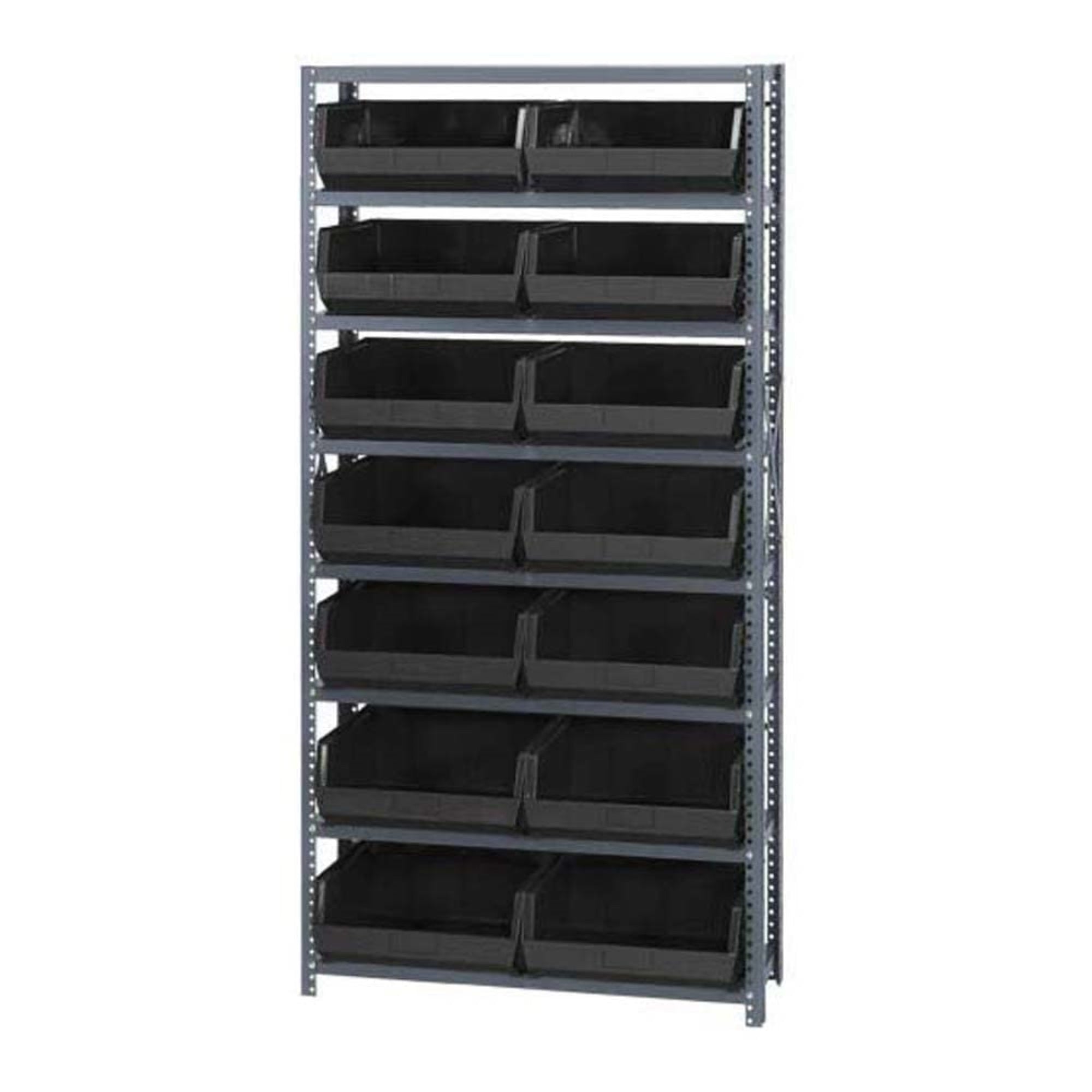 Shelving Unit, 12D X 36L X 75H, Heavy Duty, 400 Lb. Load Capacity Per Shelf, Includes: (8) Shelves And (14) Qus250 Ivory Bins, U