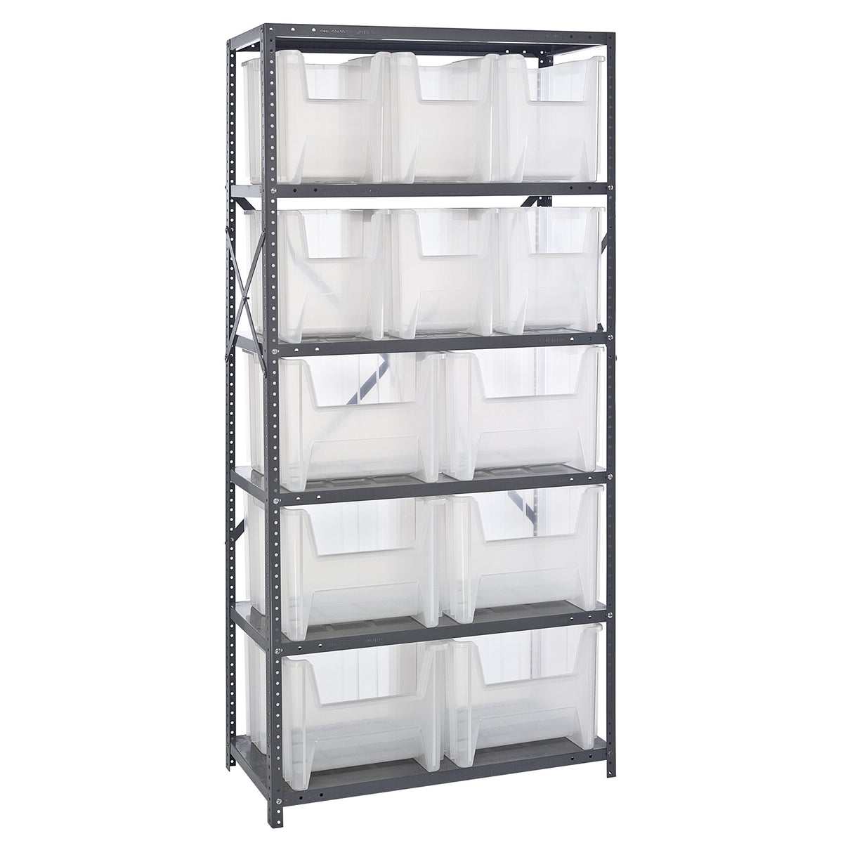 Shelving Unit, 18D X 36L X 75H, Heavy Duty, 400 Lb. Load Capacity Per Shelf, Includes: (6) Shelves (6) Qgh600 And (6) Qgh800 Cle