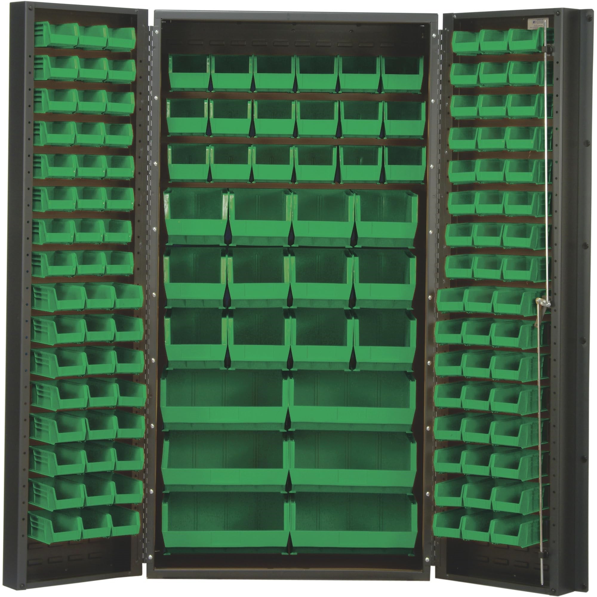 Heavy-Duty 36 Bin Cabinet, 36W X 24D X 72H,  14 Gauge All Welded Construction, Includes: (48) Qus210, (48) Qus220, (18) Qus230,