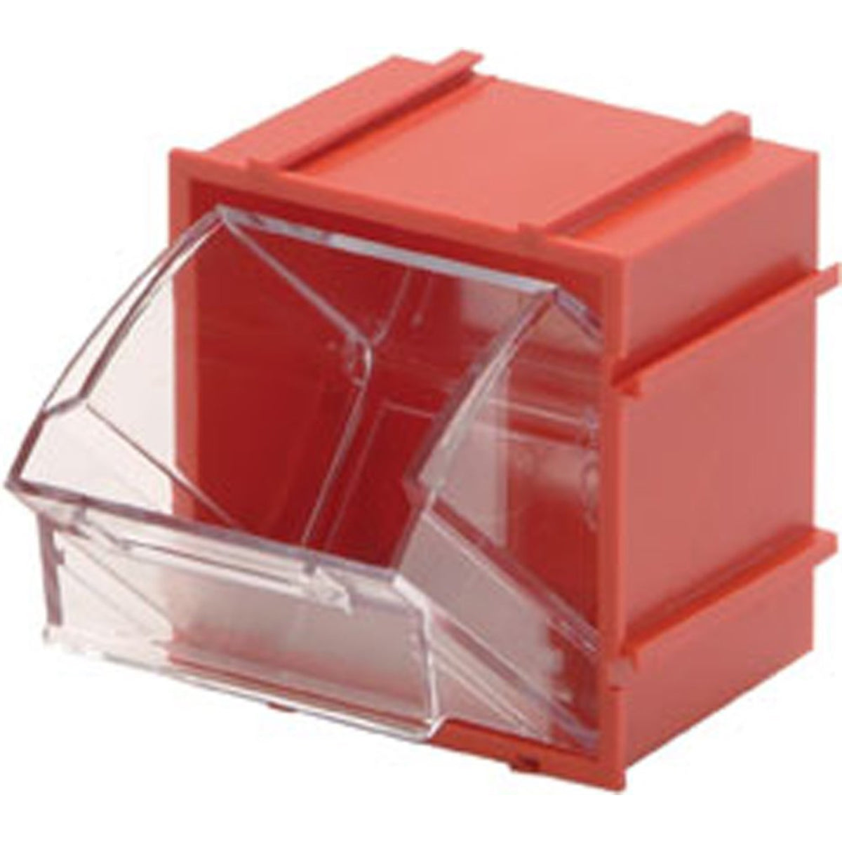 Tip Out Bin, (1) Compartment, 2-3/8W X 2-13/16D X 3H, Handle With Label Slot, Opens To A 45 Angle, Plastic Clear Container, Poly