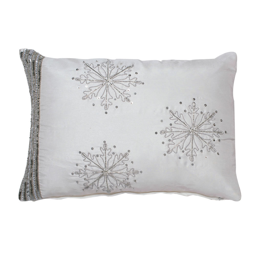 Vickerman 14” x 20” Banded Snowflake Pillow - QTX17015