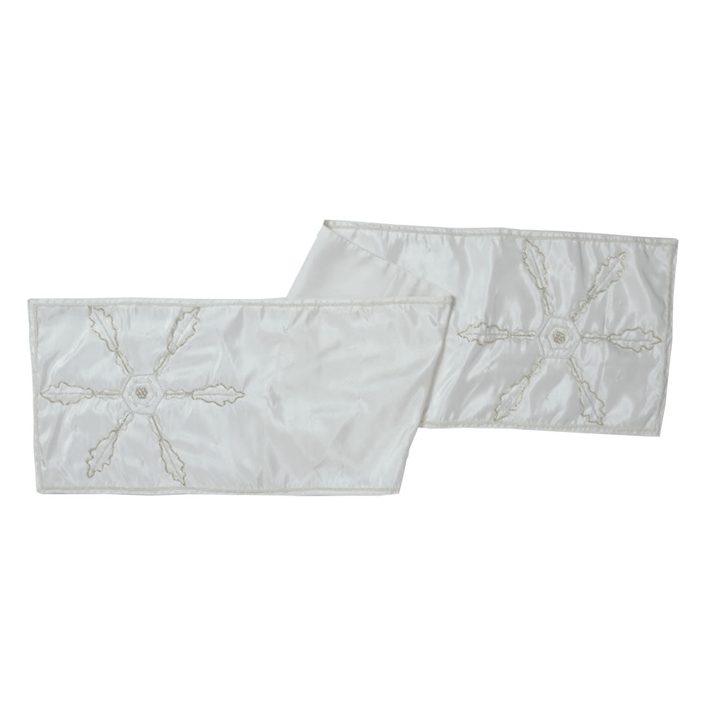 Vickerman 12” x 60” Beaded Snowflakes Table Runner - QTX17052