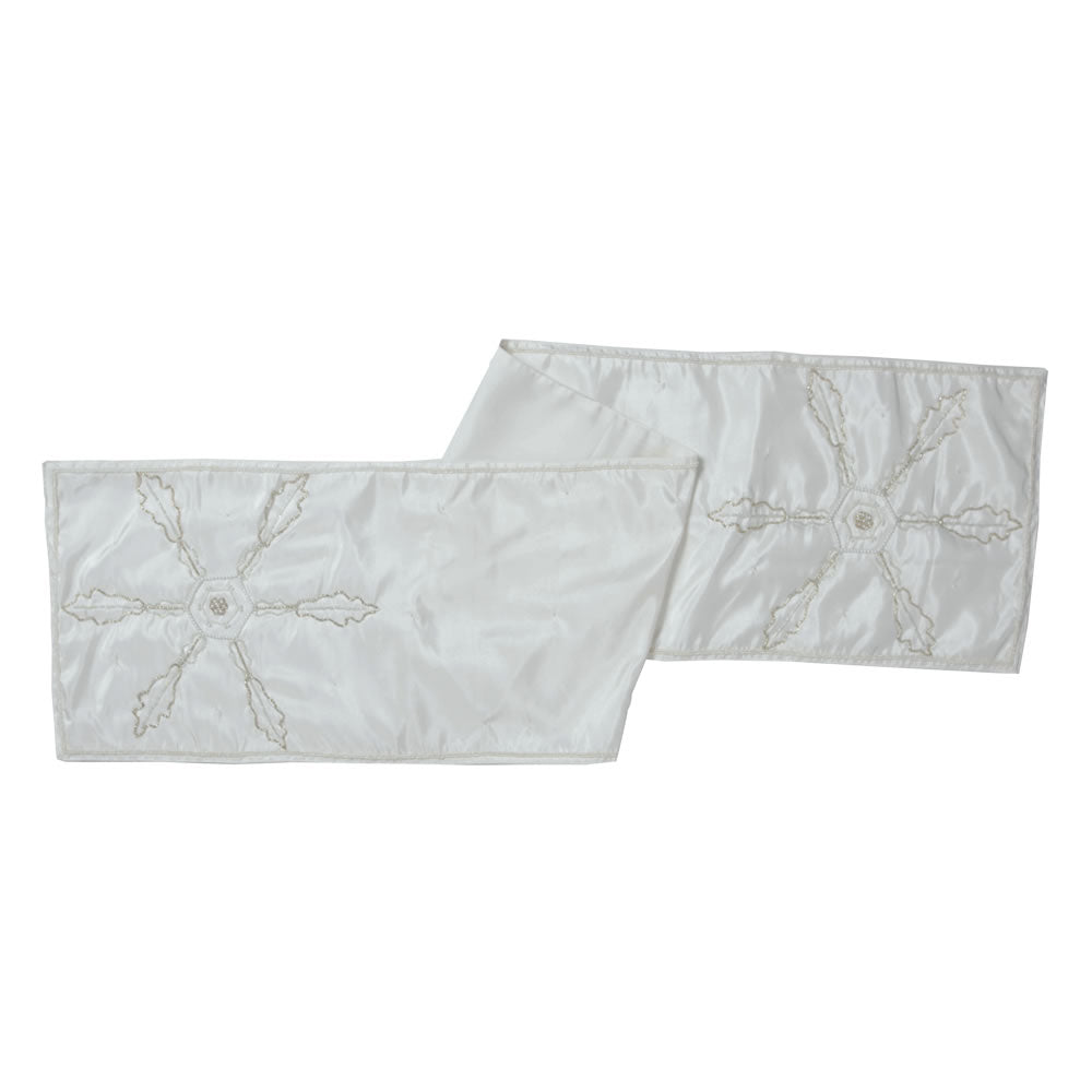 Vickerman 14 X 90 Beaded Snowflakes Table Runner - Qtx17053