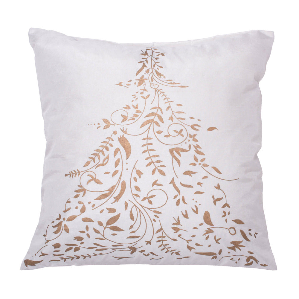 Vickerman 18” x 18” Gold Stamped Tree Pillow - QTX17361