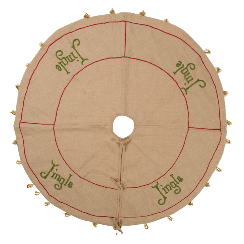 Vickerman 60” Burlap Jingle Collection Tree Skirt - QTX17421