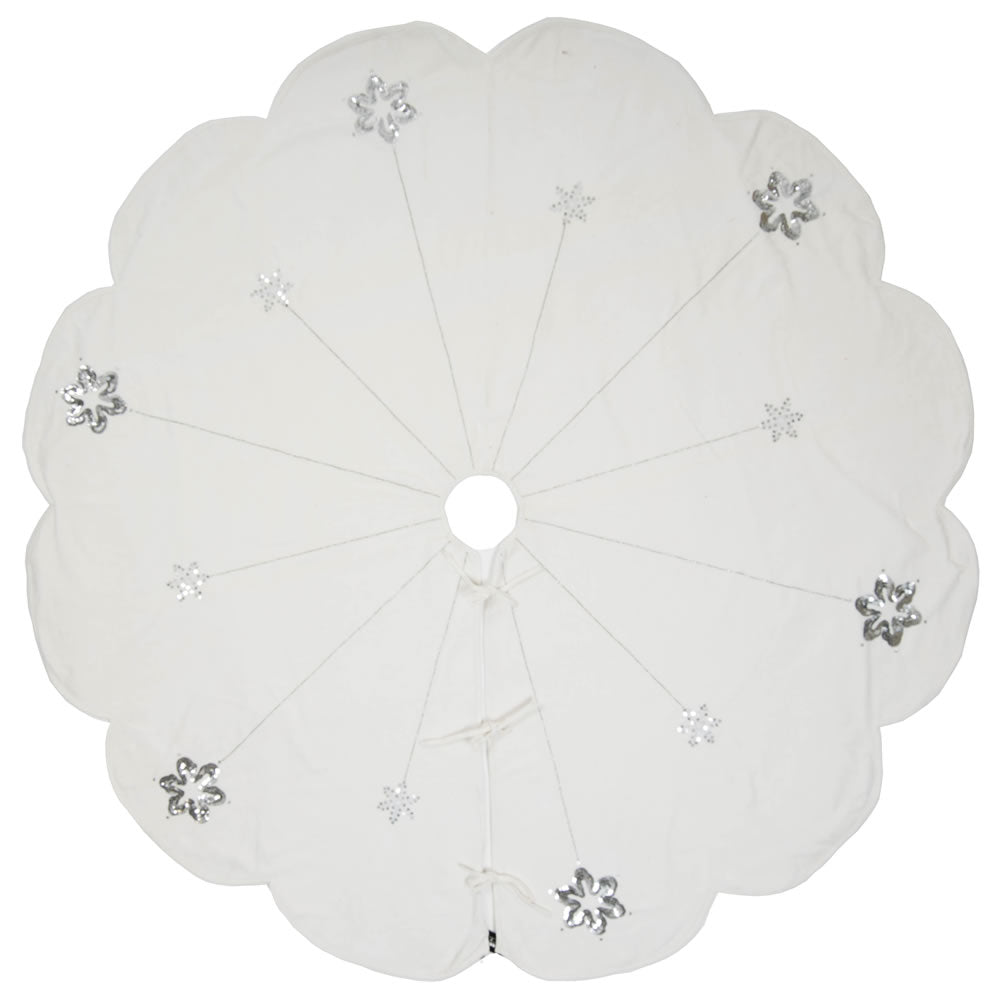 Vickerman 60” Silver Flakes Collection Tree Skirt - QTX17541
