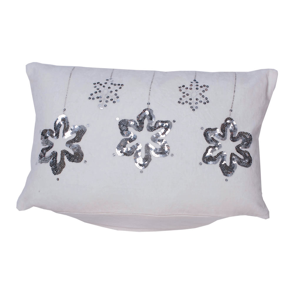 Vickerman 12” x 20” Silver Flakes Pillow - QTX17542