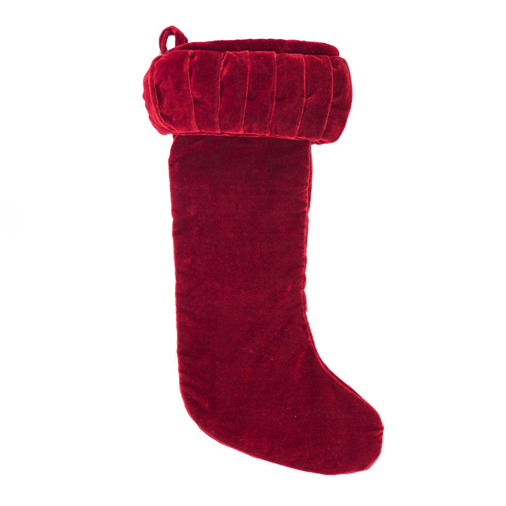 Vickerman 8X19” Plush Red Velvet Stocking - QTX17750