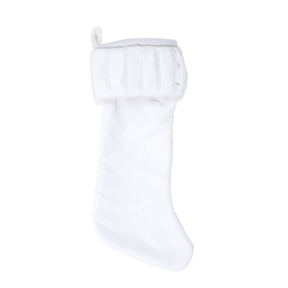Vickerman 8X19” Plush White Velvet Stocking - QTX17760